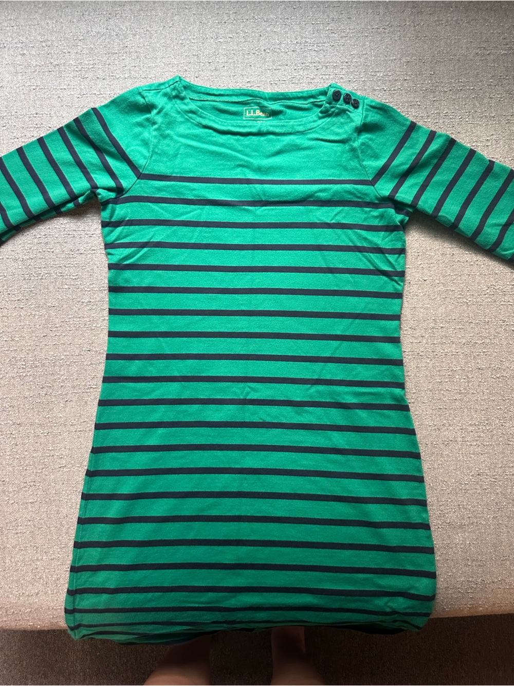 L.L. Bean Green and Black Striped Kids One-Piece